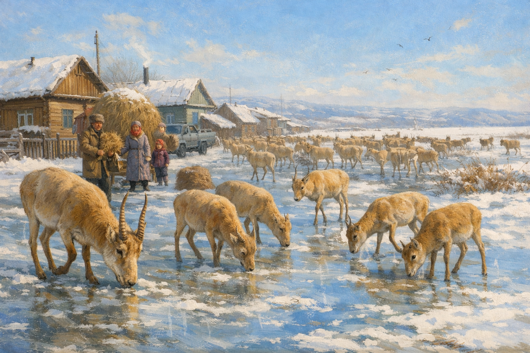 Сайгаки в населённых пунктах 